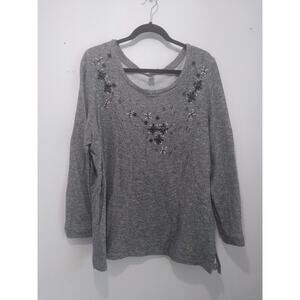 NWT Avenue teal long sleeve top shirt size 18/20 round neck Beaded